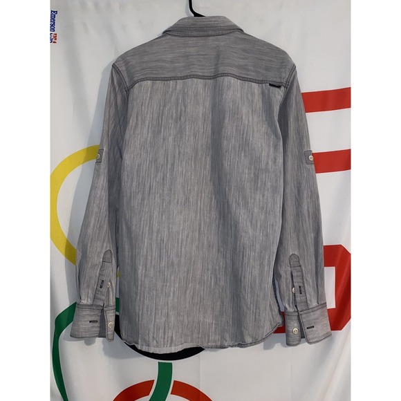 Oakley Button Up Shirt Mens Medium Gray Long Sleeve Pockets Spread Collar - Picture 7 of 8